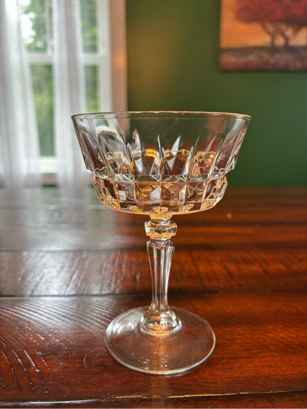 Classic Clear Cut Crystal Dessert Coupe - Elegant Stemmed Glass
